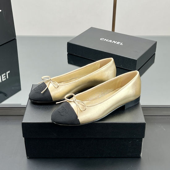 Chanel Classic Two Tone Sheepskin Slingback Ballet Flats