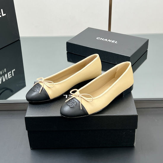 Chanel Classic Two Tone Sheepskin Slingback Ballet Flats