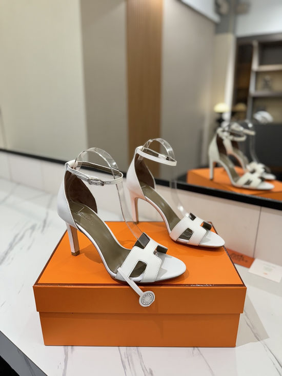 Hermes Premium Smooth Leather High Heel Comfort Shoes