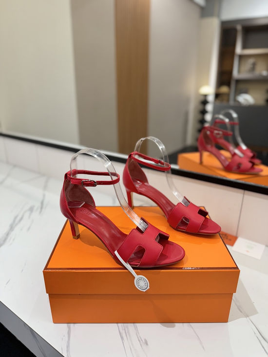 Hermes Premium Smooth Leather Mid Heel Comfort Shoes