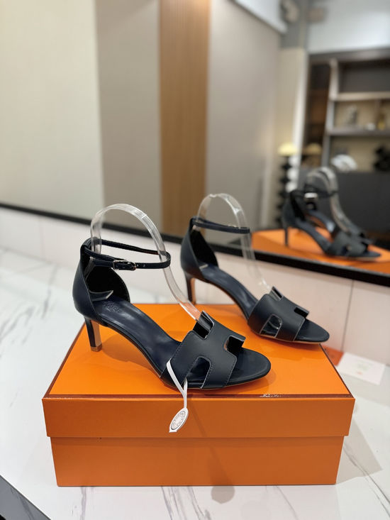 Hermes Premium Smooth Leather Mid Heel Comfort Shoes