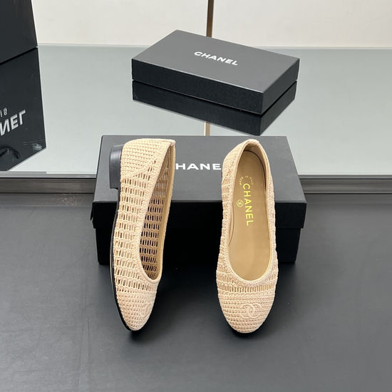 Chanel Woven Hollow Two-tone Flats Elegant Daily Wear