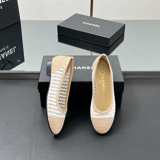 Chanel Woven Hollow Two-tone Flats Elegant Daily Wear