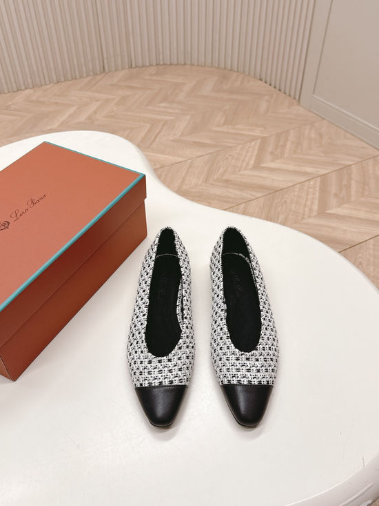 Loro Piana Knit Pointed Toe Loafers Minimalist Comfortable Stylish All-match Leather Shoes