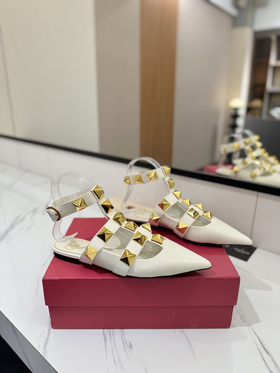 Valentino Premium Leather Flat Slide Sandals with Classic Hardware Detail