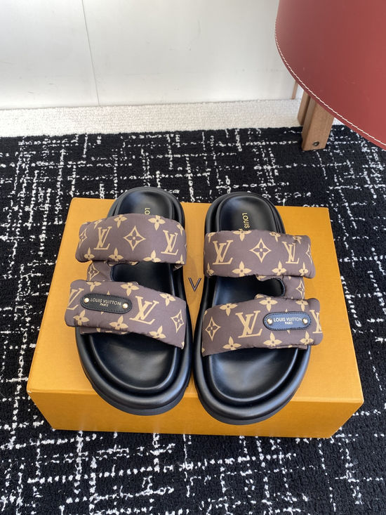 Louis Vuitton Quilted Down Slippers with Magic Tape Design