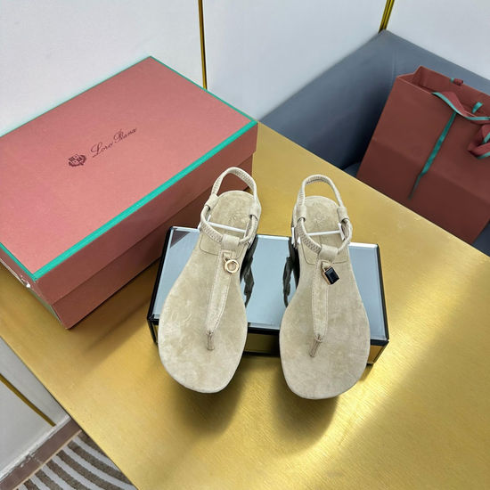 Loro Piana Soft Suede Slides Cashmere Lining Silk Insole Genuine Leather Sole