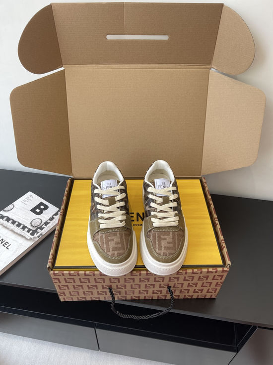 Fendi Thick Sole Leather Skate Shoes Comfortable Casual Daily Footwear