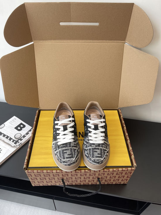 Fendi Leather Stitching Casual Skate Sneakers Comfortable Non-slip