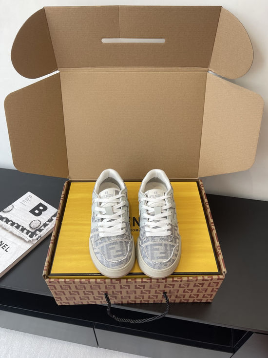 Fendi Leather Stitching Casual Skate Sneakers Comfortable Non-slip