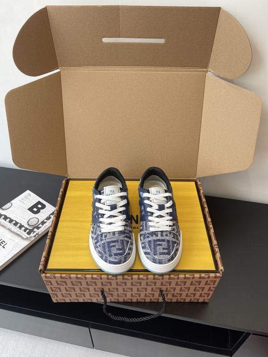 Fendi Leather Stitching Casual Skate Sneakers Comfortable Non-slip