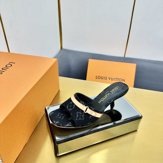 Louis Vuitton Colorful Pattern Low Heel Slippers Bow Decor Leather Sole