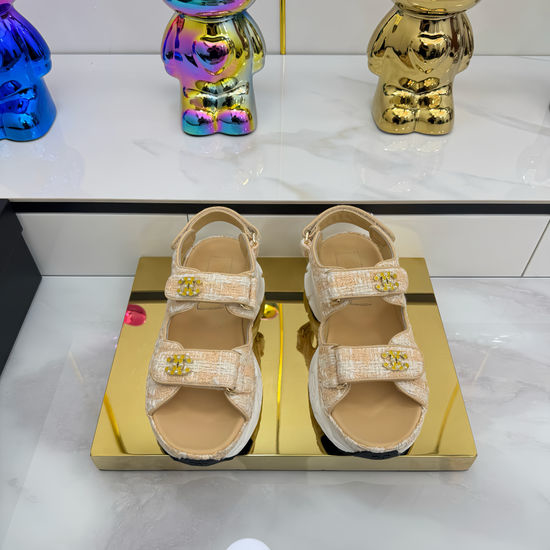 Chanel Casual Velcro Beach Sandals Soft Comfortable Sole