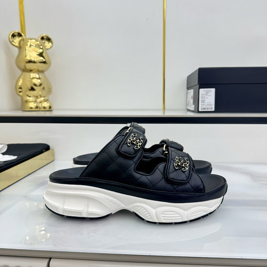 Chanel Casual Velcro Beach Sandals Soft Comfortable Sole