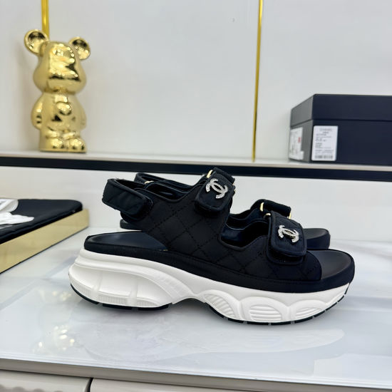 Chanel Premium Leather Upper Casual Comfort Beach Slides
