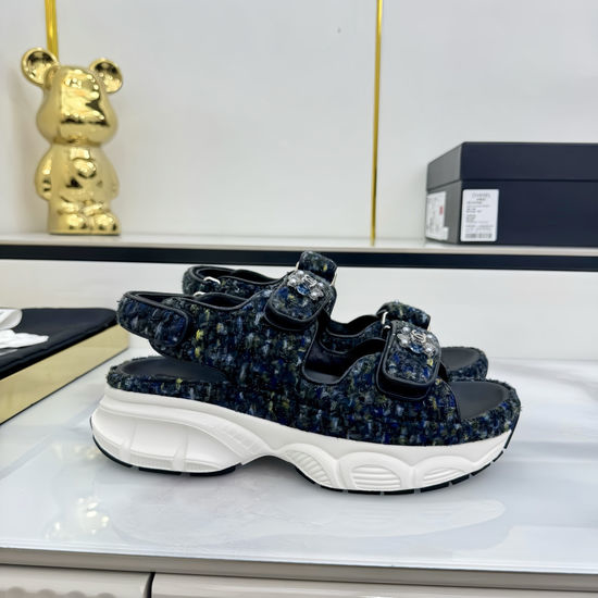 Chanel Premium Leather Upper Casual Comfort Beach Slides