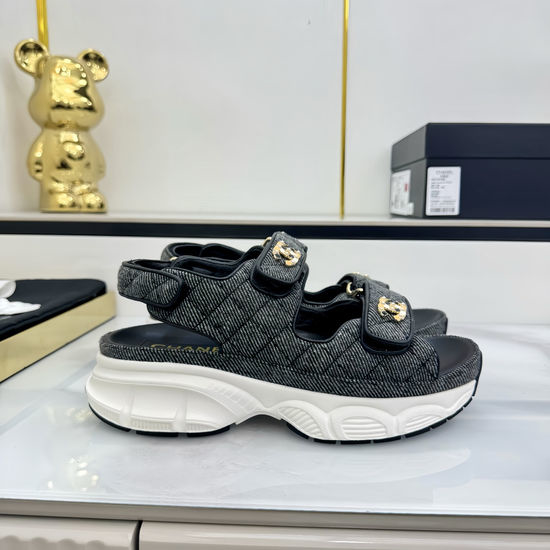Chanel Casual Velcro Beach Sandals Soft Comfortable Sole