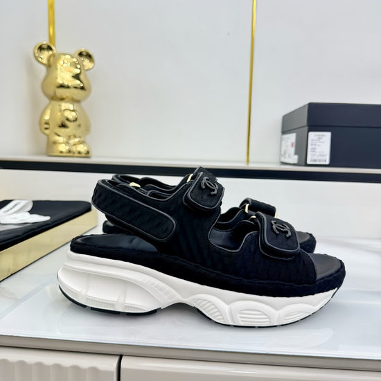 Chanel Premium Leather Upper Casual Comfort Beach Slides