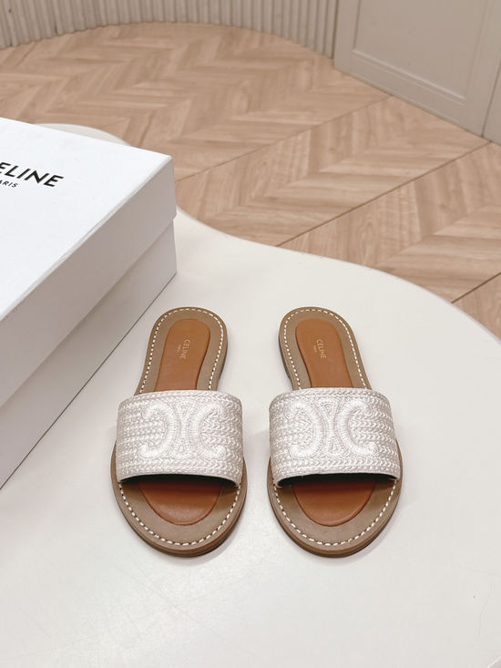 Celine Classic Embossed Logo Flat Stylish Casual Daily Slides