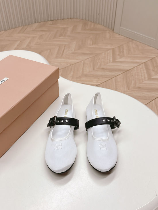 Miu Miu Mesh Upper Ballet Flats Non-slip Soft Sole Daily Wear Shoes