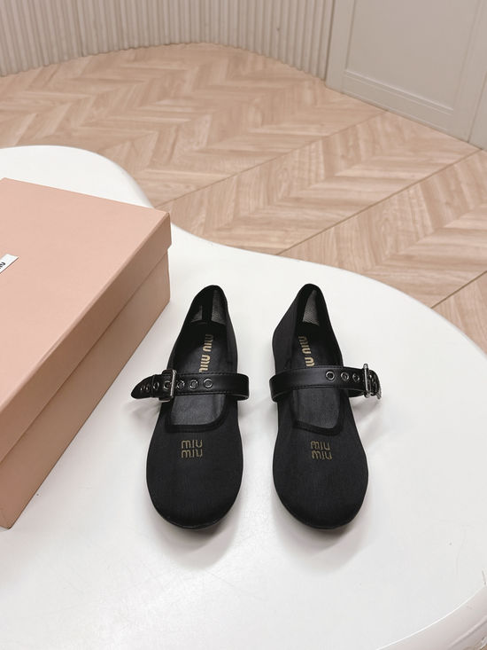 Miu Miu Mesh Upper Ballet Flats Non-slip Soft Sole Daily Wear Shoes
