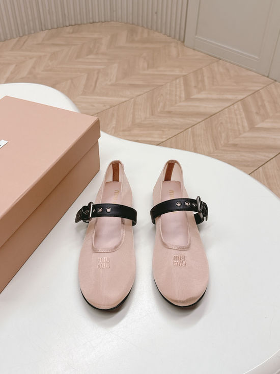 Miu Miu Mesh Upper Ballet Flats Non-slip Soft Sole Daily Wear Shoes
