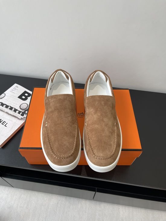 Hermes Suede Upper Slip On Casual Sneakers Comfort Daily Shoes