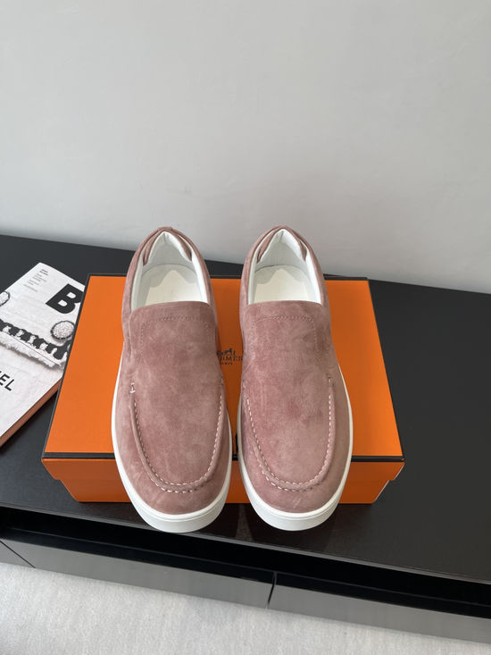 Hermes Suede Upper Slip On Casual Sneakers Comfort Daily Shoes