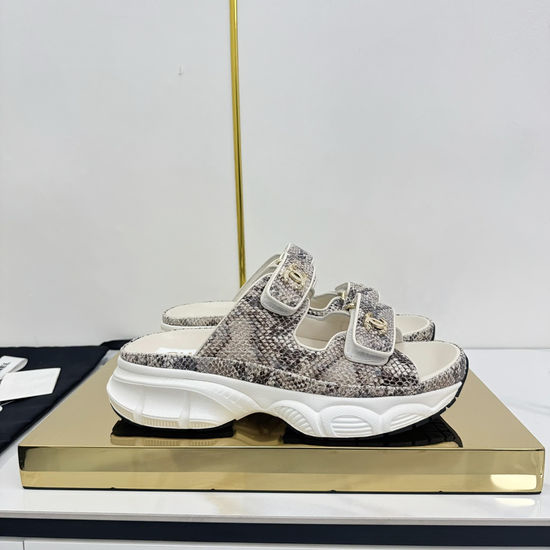 Chanel Casual Velcro Beach Sandals Soft Comfortable Sole