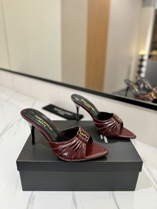 Yves Saint Laurent Rhinestone Decor Pointed Toe Stiletto High Heel Sandals