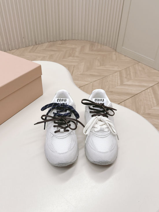 Miu Miu Vintage Chunky Sneakers Premium Leather Casual Footwear