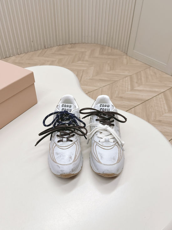 Miu Miu Vintage Chunky Sneakers Premium Leather Casual Footwear