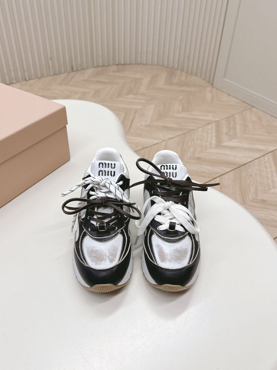 Miu Miu Vintage Chunky Sneakers Premium Leather Casual Footwear