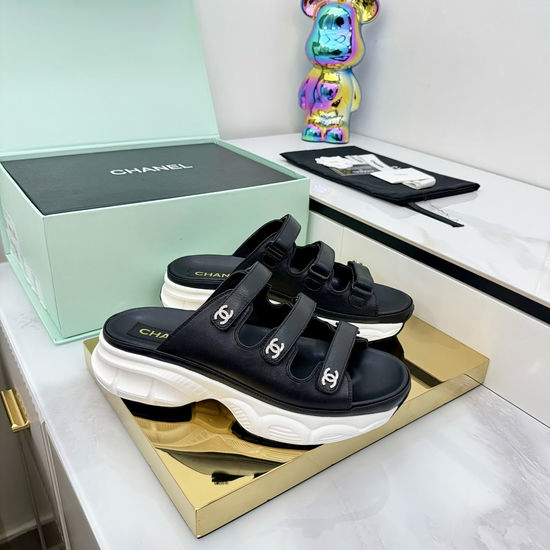 Chanel Casual Velcro Beach Sandals Soft Comfortable Sole