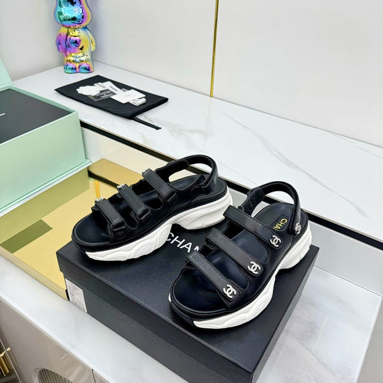 Chanel Casual Velcro Beach Sandals Soft Comfortable Sole
