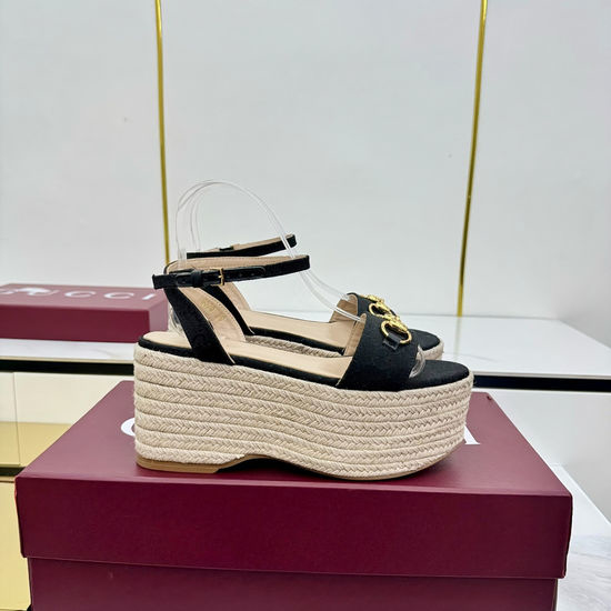 Gucci Canvas Horsebit Buckle Low Heel Dress Sandals
