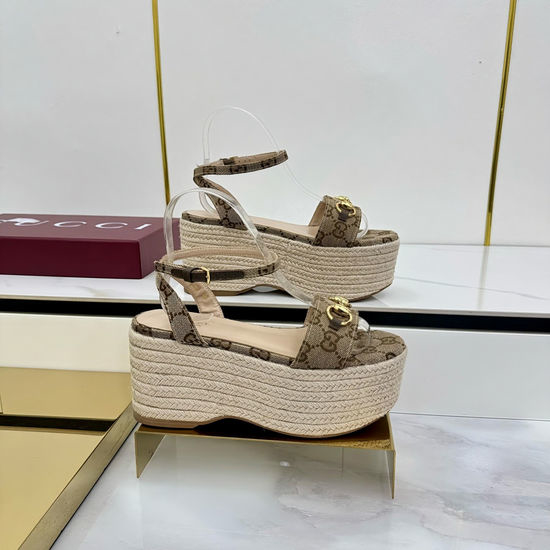 Gucci Canvas Horsebit Buckle Low Heel Dress Sandals