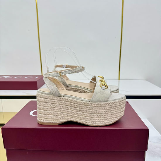 Gucci Canvas Horsebit Buckle Low Heel Dress Sandals