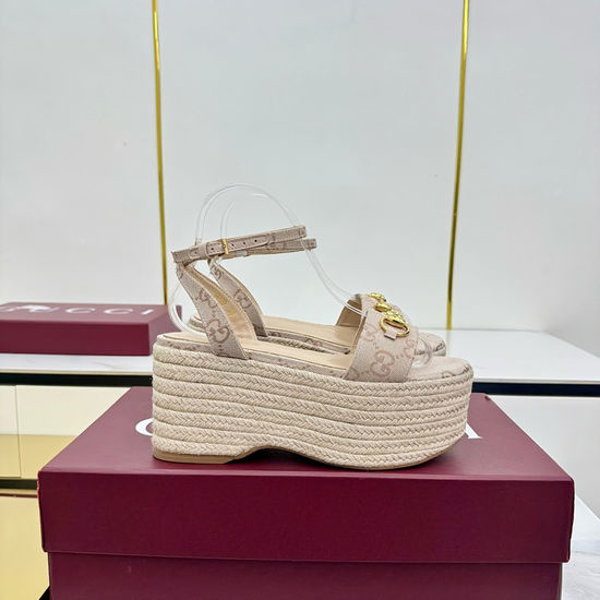 Gucci Canvas Horsebit Buckle Low Heel Dress Sandals