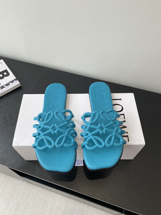 Loewe Printed Calfskin Slippers Sheepskin Insole Leather Sole