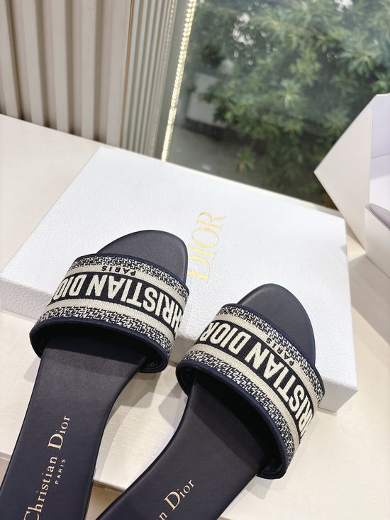 Christian Dior Embroidered Slip On Sandals Soft Lining Non-slip Sole Shoes