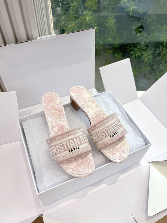 Christian Dior Embroidered Slip On Sandals Soft Lining Non-slip Sole Shoes