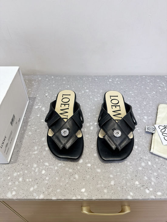 Loewe Button Decor Thong Slip On Flat Sandals