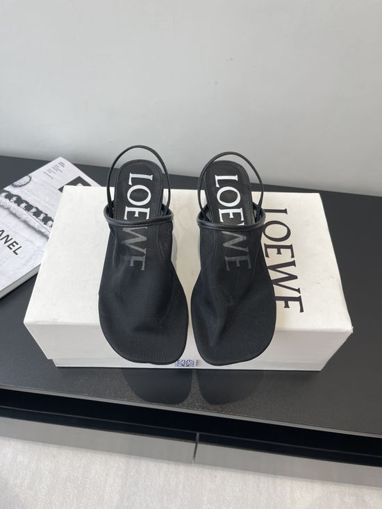 Loewe Mesh Chunky Heel Slides Sheepskin Insole Non-slip Sole