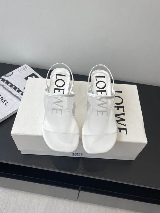 Loewe Mesh Chunky Heel Slides Sheepskin Insole Non-slip Sole