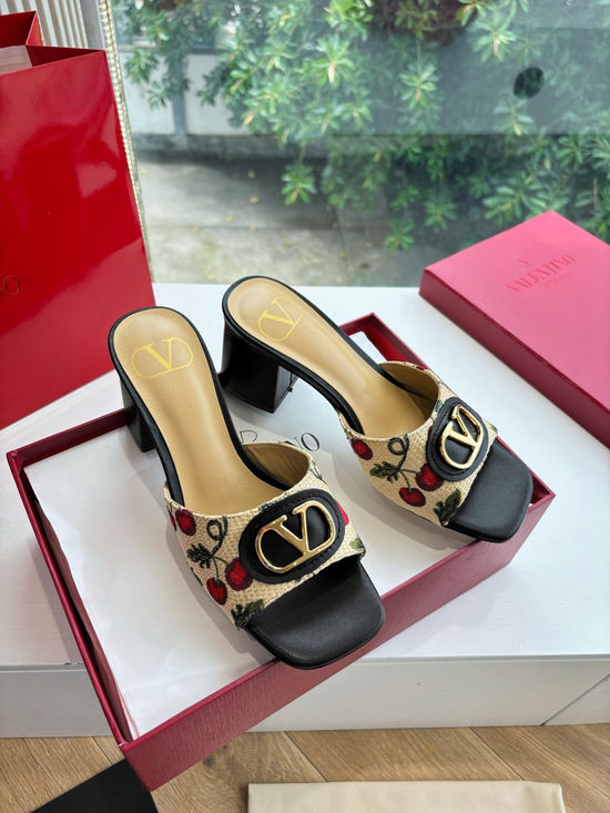 Valentino Vintage Buckle Leather Slides Comfortable Height Boosting
