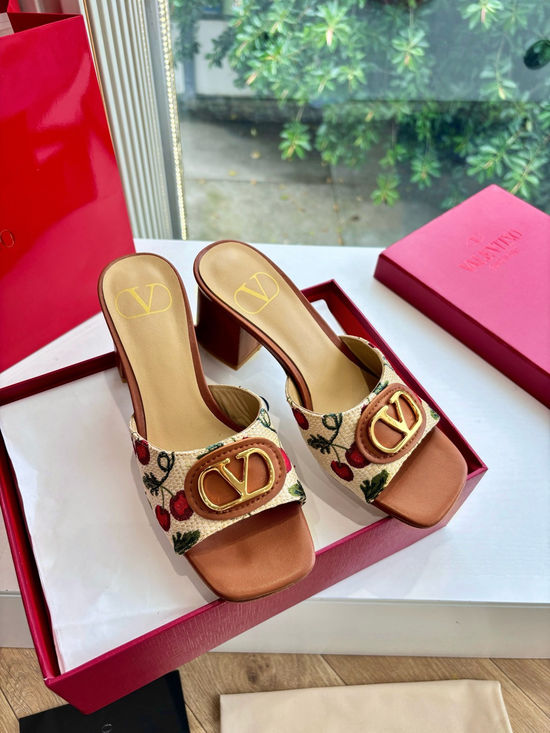 Valentino Vintage Buckle Leather Slides Comfortable Height Boosting