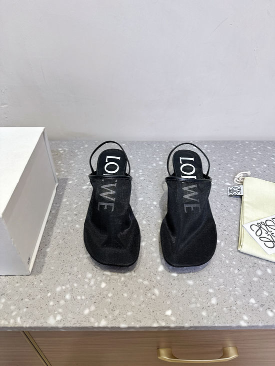 Loewe Breathable Kitten Heel Mesh Casual Slides