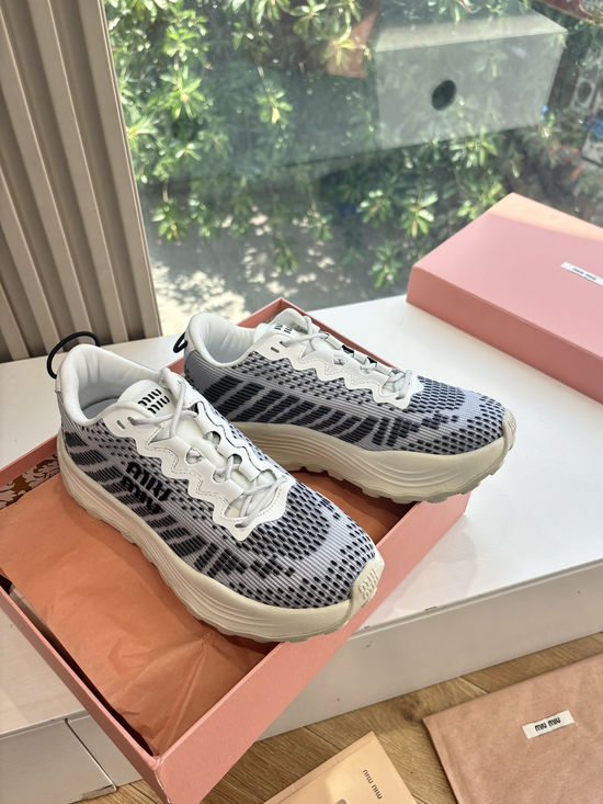 Miu Miu Platform Knit Sneakers Non-slip Thick Sole Casual Shoes