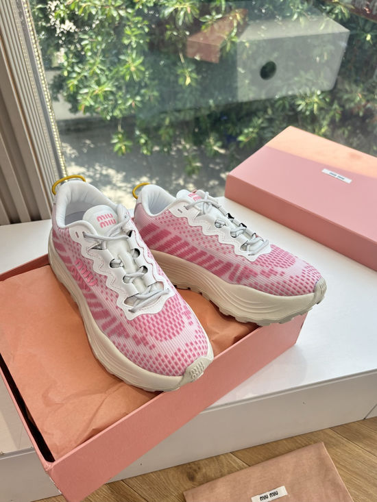Miu Miu Comfortable Knit Thick Sole Casual Fashion Sneakers